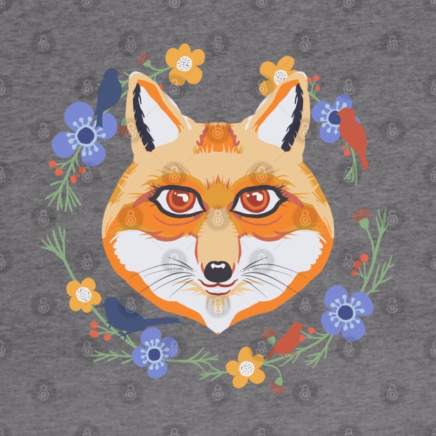 Floral fox head by Mimie20